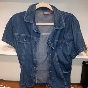 Denim Short Sleeve Button-Up Shirt